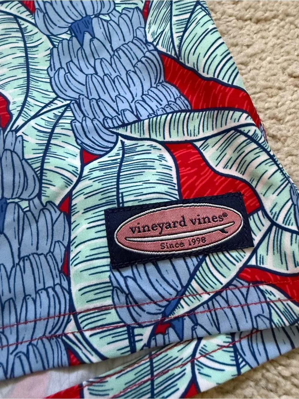 Vineyard Vines Blue & Red Tropical Swim Shorts